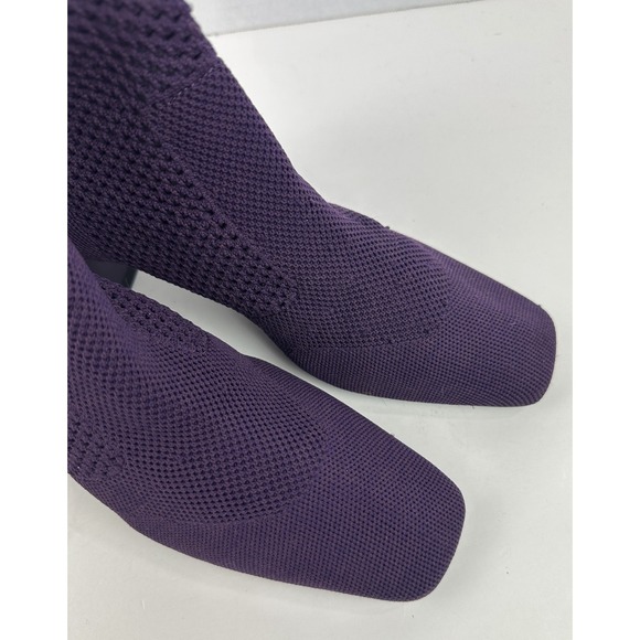 VIVAIA Melissa Perforated Knit Ankle Boots 41.5 US 10 Square Toe Eggplant Purple - Picture 4 of 16